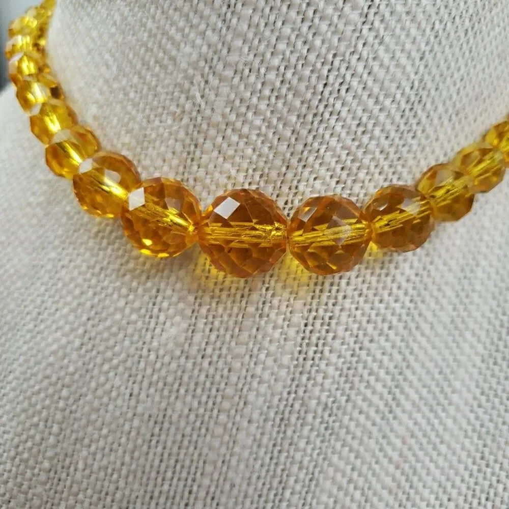 VTG Canary Yellow Faceted Graduated Glass Bead 13.5